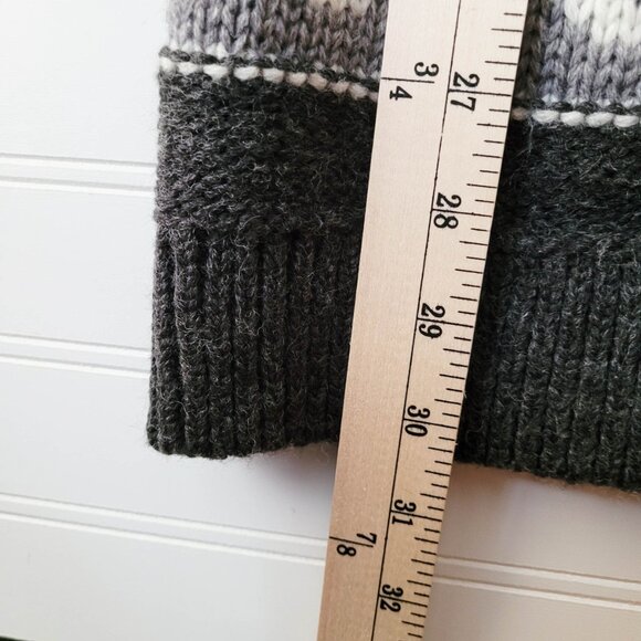 Nicole Miller Cardigan Sweater Size M Gray Fairisle Grandpa Sweater Pockets - Picture 6 of 9